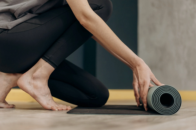 Rubberen fitnessmat thuis